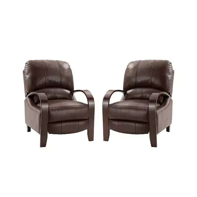 Set of 2 Genuine Leather Manual Recliner Chairs, 159° Recline