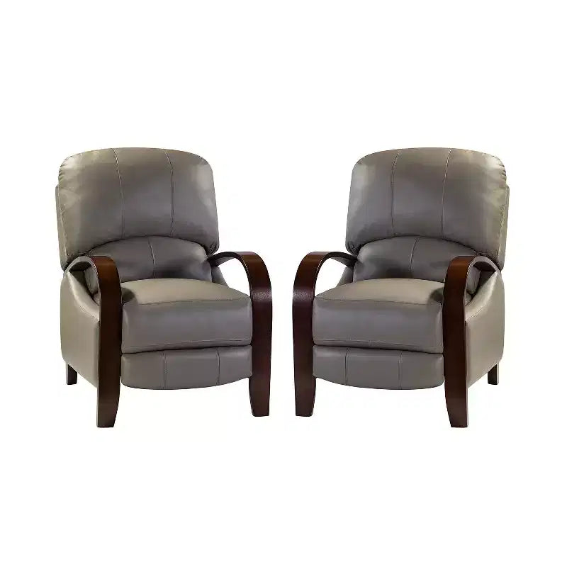 Set of 2 Genuine Leather Manual Recliner Chairs, 159° Recline