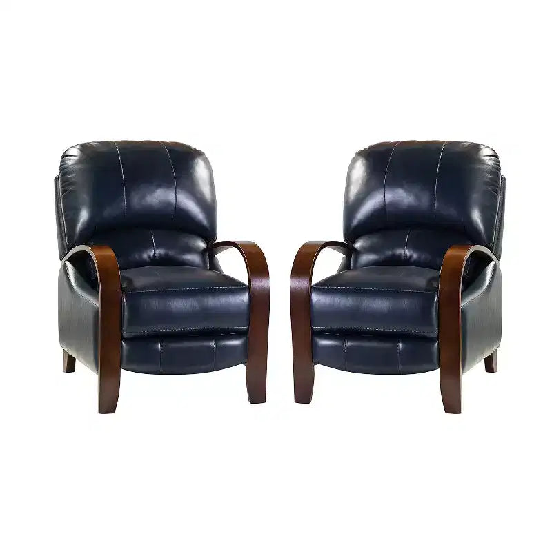Set of 2 Genuine Leather Manual Recliner Chairs, 159° Recline