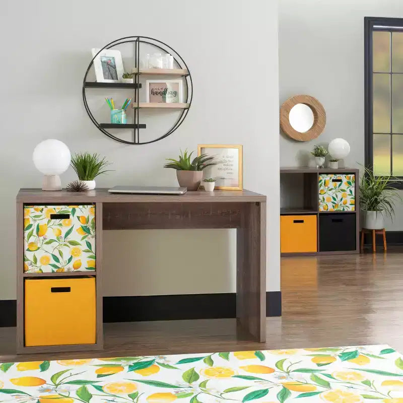 2-Cube Storage Desk, MDF, 48.7"W with Open Shelves