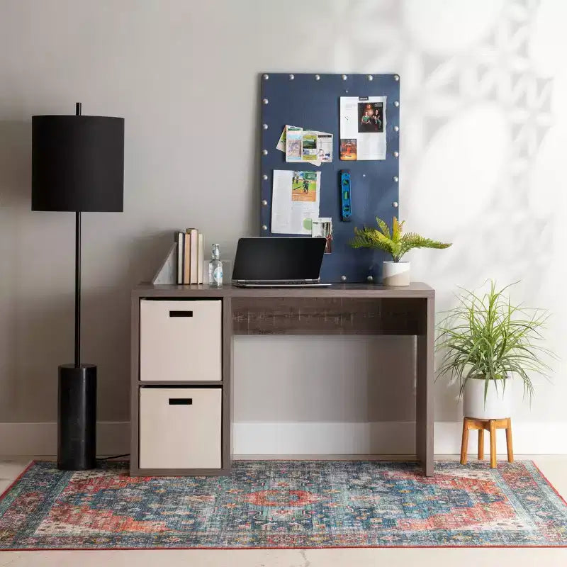 2-Cube Storage Desk, MDF, 48.7"W with Open Shelves
