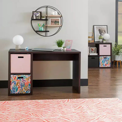 2-Cube Storage Desk, MDF, 48.7"W with Open Shelves