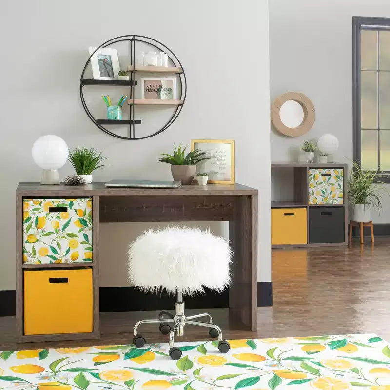 2-Cube Storage Desk, MDF, 48.7"W with Open Shelves