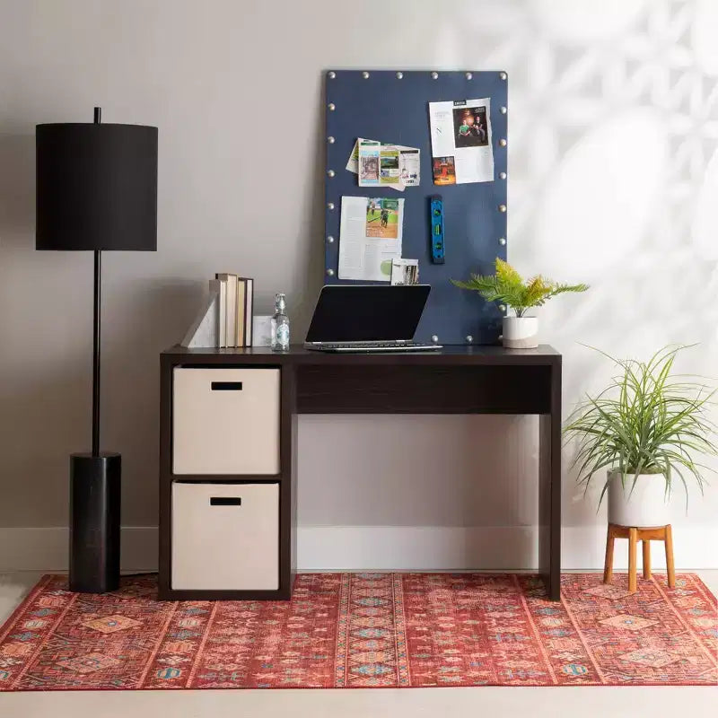 2-Cube Storage Desk, MDF, 48.7"W with Open Shelves