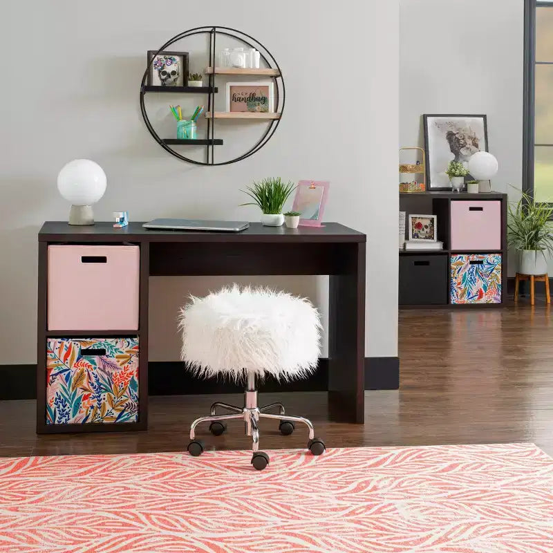 2-Cube Storage Desk, MDF, 48.7"W with Open Shelves