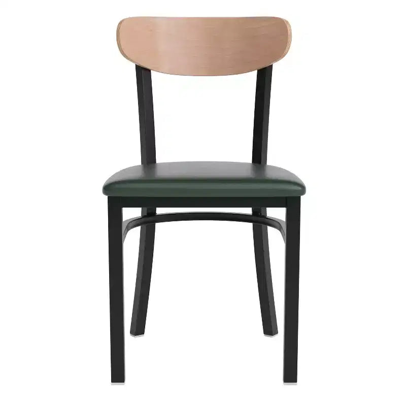 Commercial Grade Dining Chair, 500 lb Capacity Steel Frame with Vinyl Seat & Boomerang Back