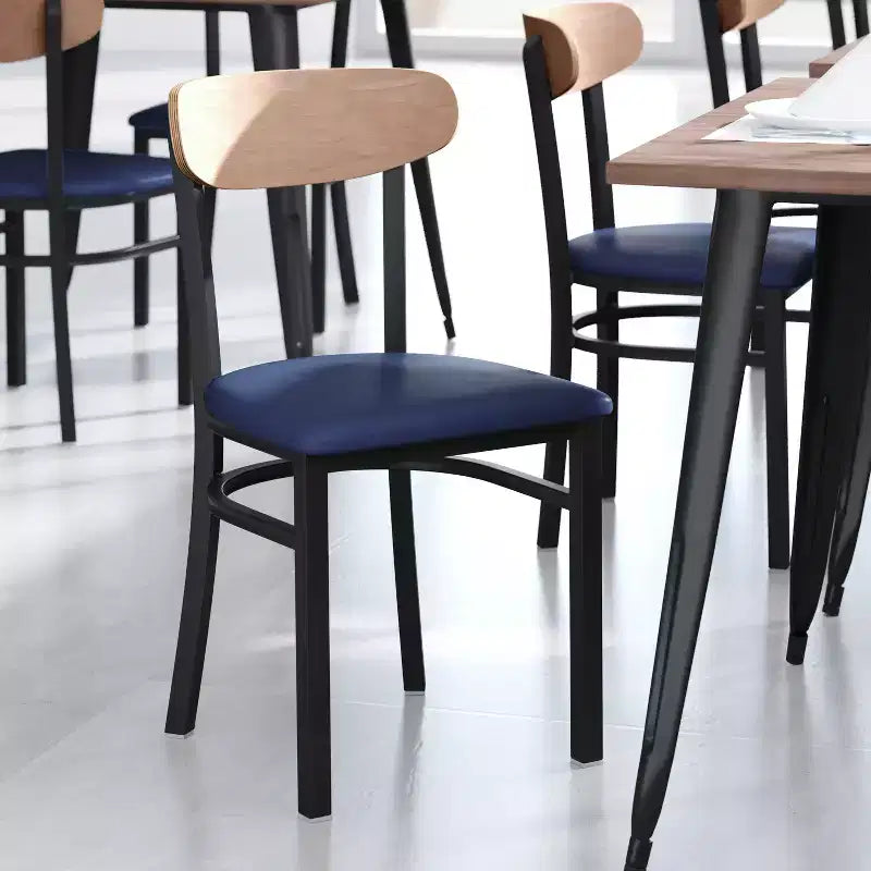 Commercial Grade Dining Chair, 500 lb Capacity Steel Frame with Vinyl Seat & Boomerang Back