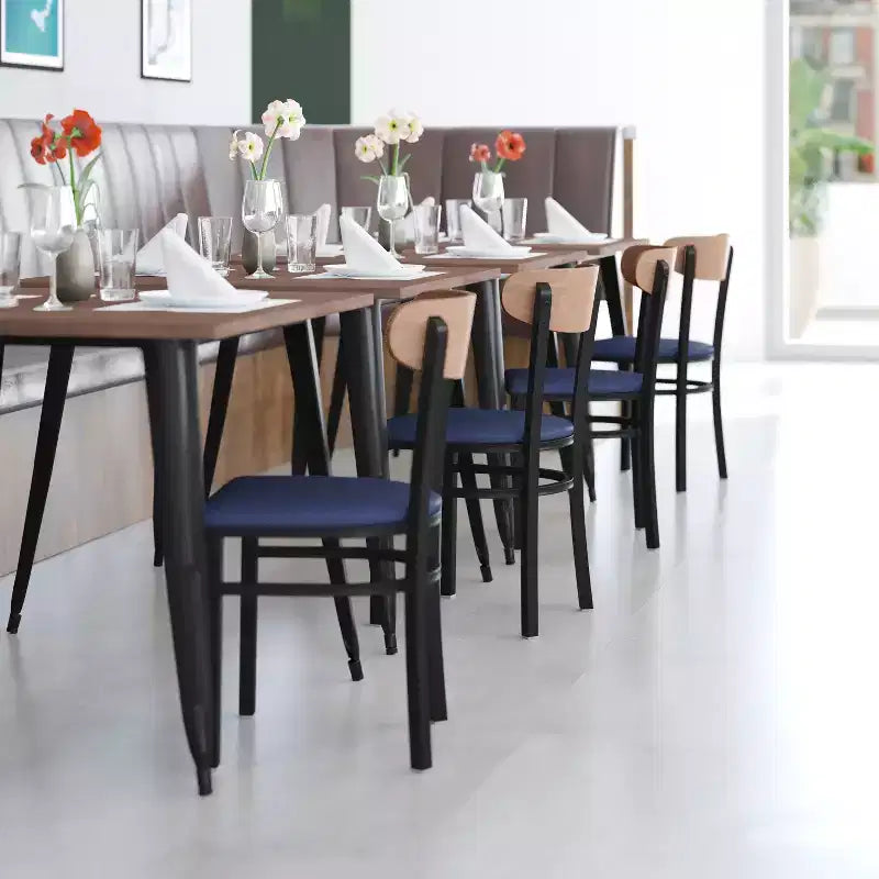 Commercial Grade Dining Chair, 500 lb Capacity Steel Frame with Vinyl Seat & Boomerang Back