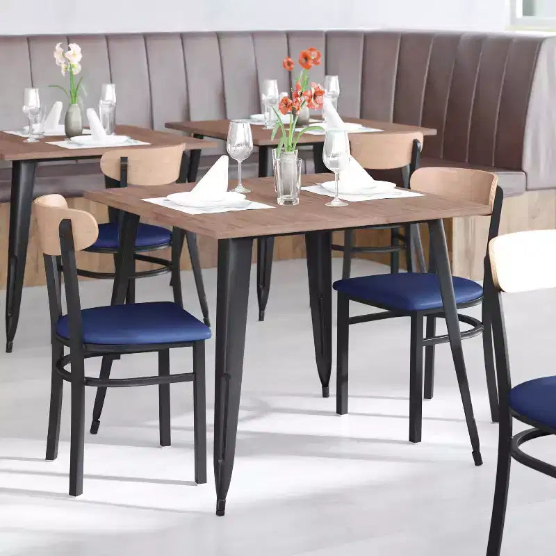 Commercial Grade Dining Chair, 500 lb Capacity Steel Frame with Vinyl Seat & Boomerang Back