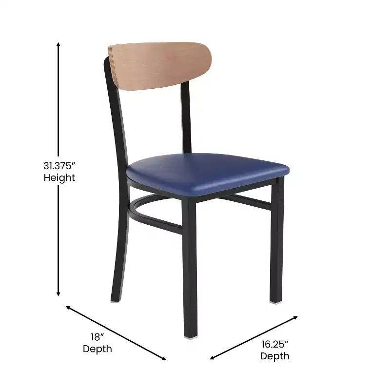 Commercial Grade Dining Chair, 500 lb Capacity Steel Frame with Vinyl Seat & Boomerang Back