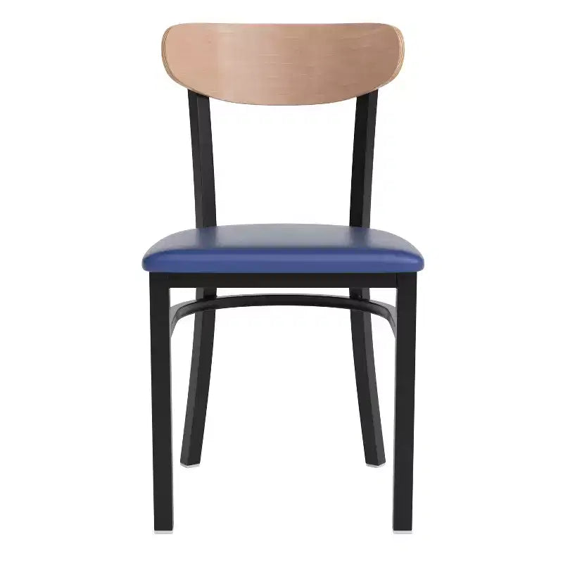 Commercial Grade Dining Chair, 500 lb Capacity Steel Frame with Vinyl Seat & Boomerang Back