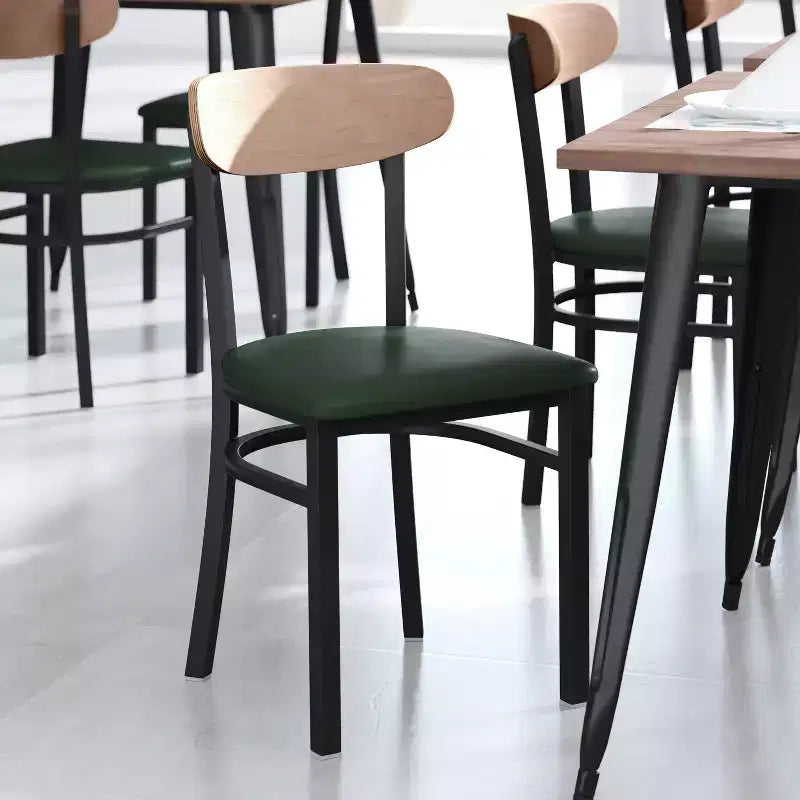 Commercial Grade Dining Chair, 500 lb Capacity Steel Frame with Vinyl Seat & Boomerang Back