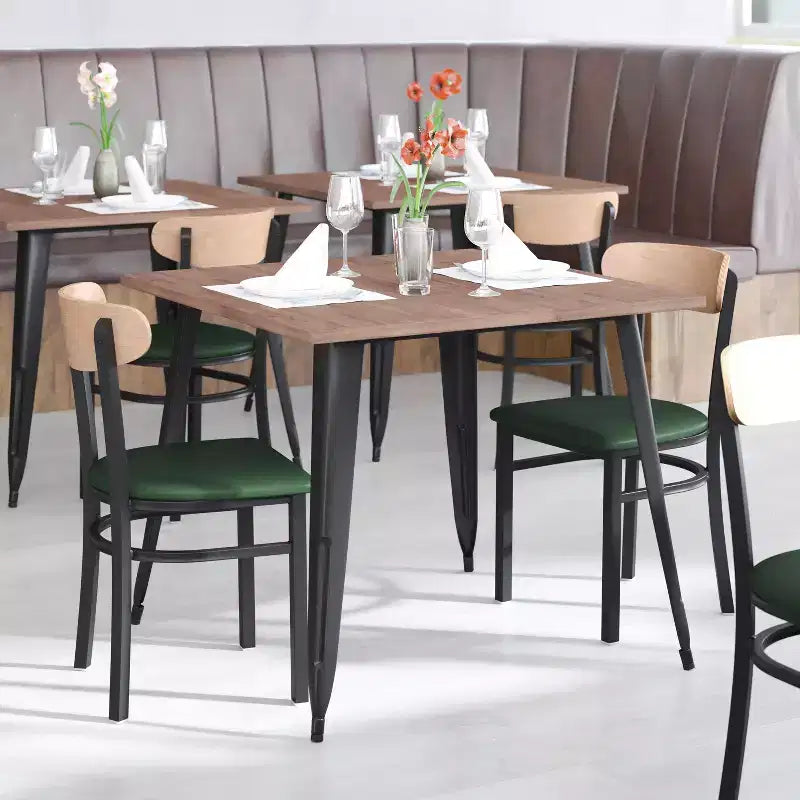 Commercial Grade Dining Chair, 500 lb Capacity Steel Frame with Vinyl Seat & Boomerang Back