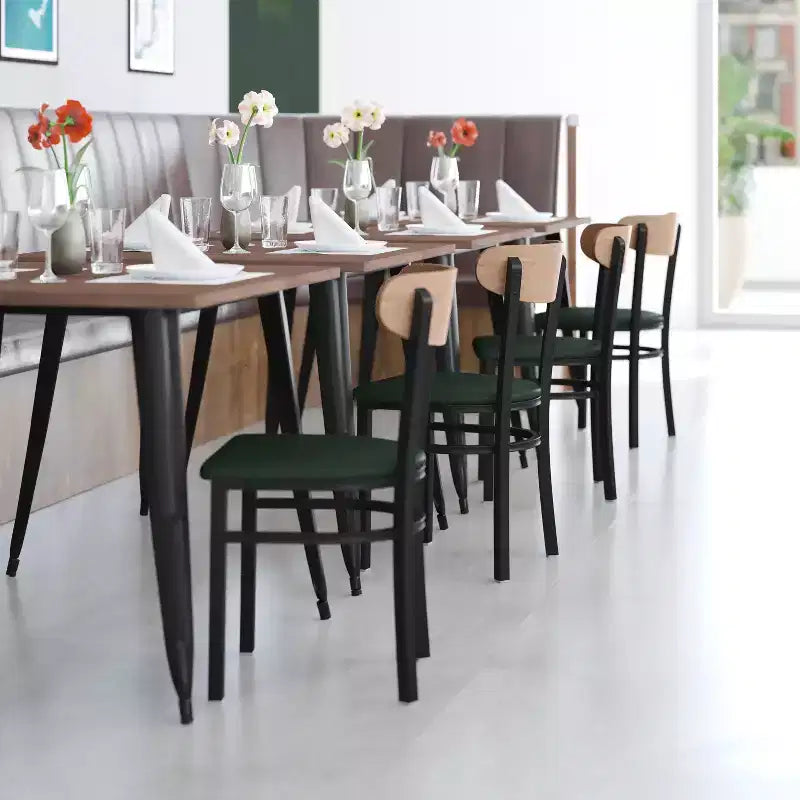 Commercial Grade Dining Chair, 500 lb Capacity Steel Frame with Vinyl Seat & Boomerang Back
