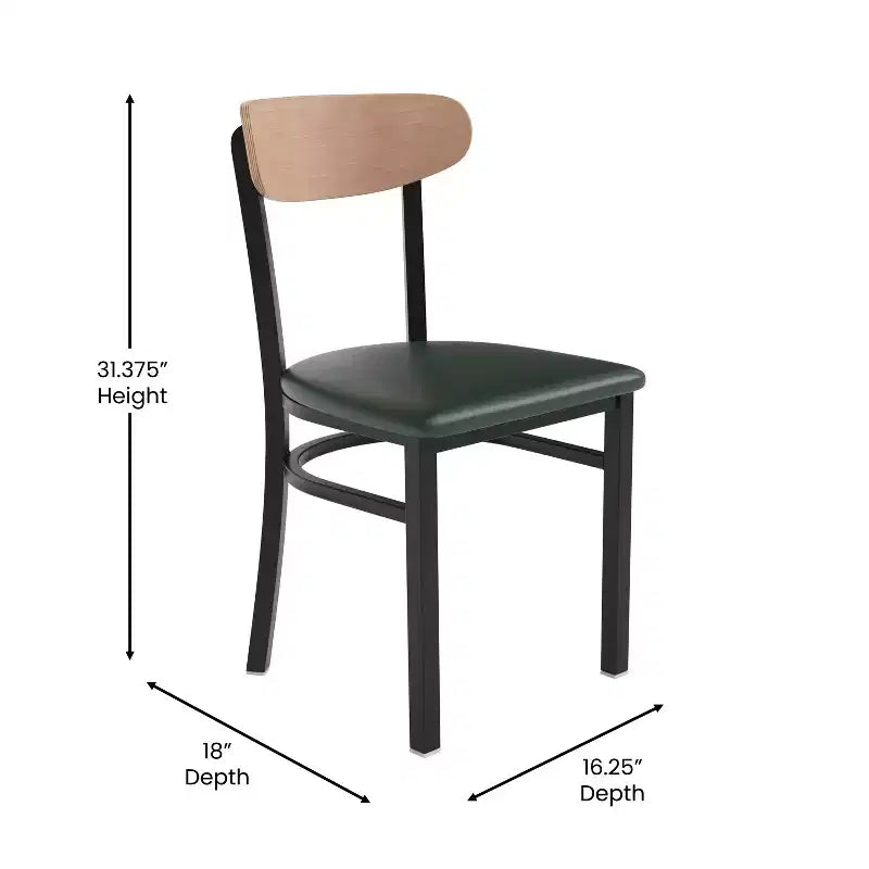 Commercial Grade Dining Chair, 500 lb Capacity Steel Frame with Vinyl Seat & Boomerang Back