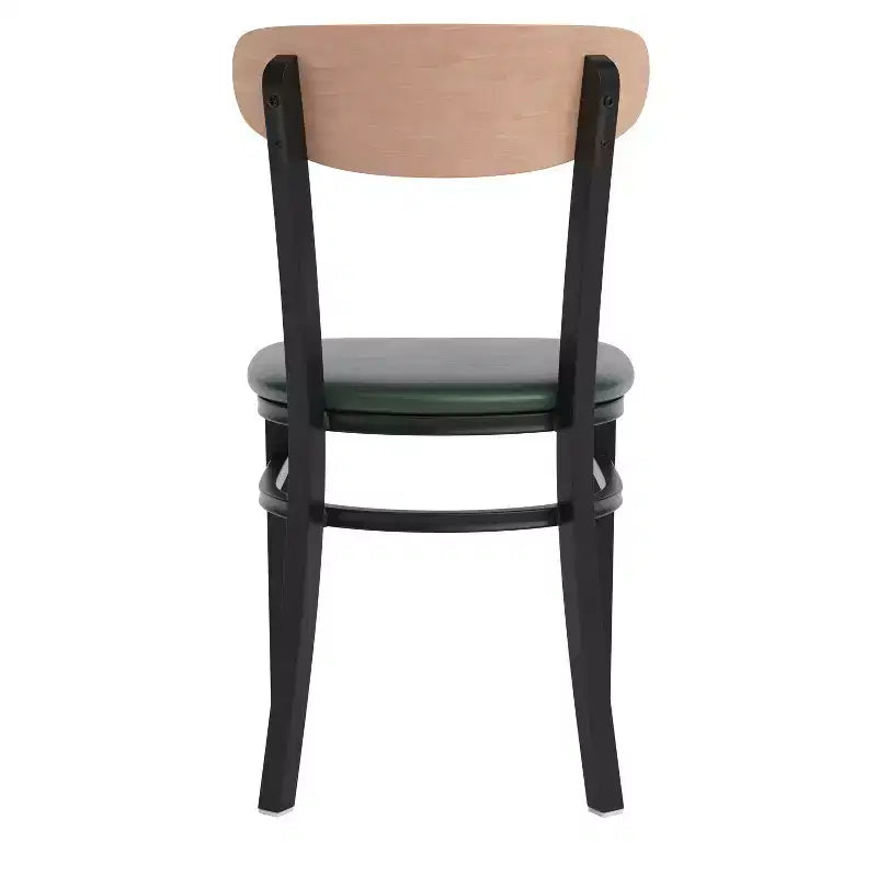 Commercial Grade Dining Chair, 500 lb Capacity Steel Frame with Vinyl Seat & Boomerang Back
