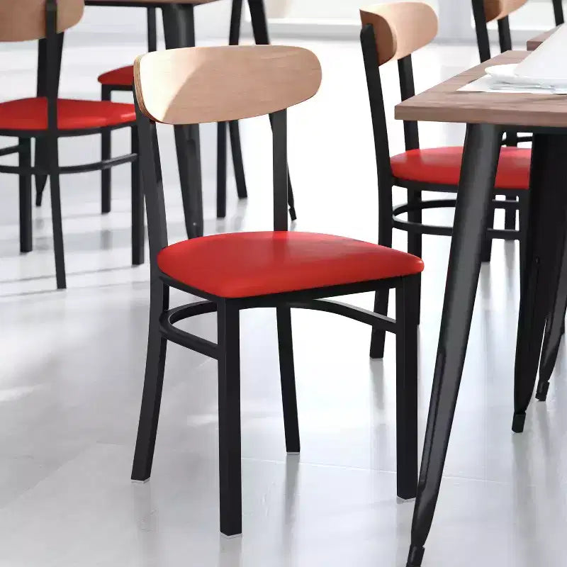 Commercial Grade Dining Chair, 500 lb Capacity Steel Frame with Vinyl Seat & Boomerang Back