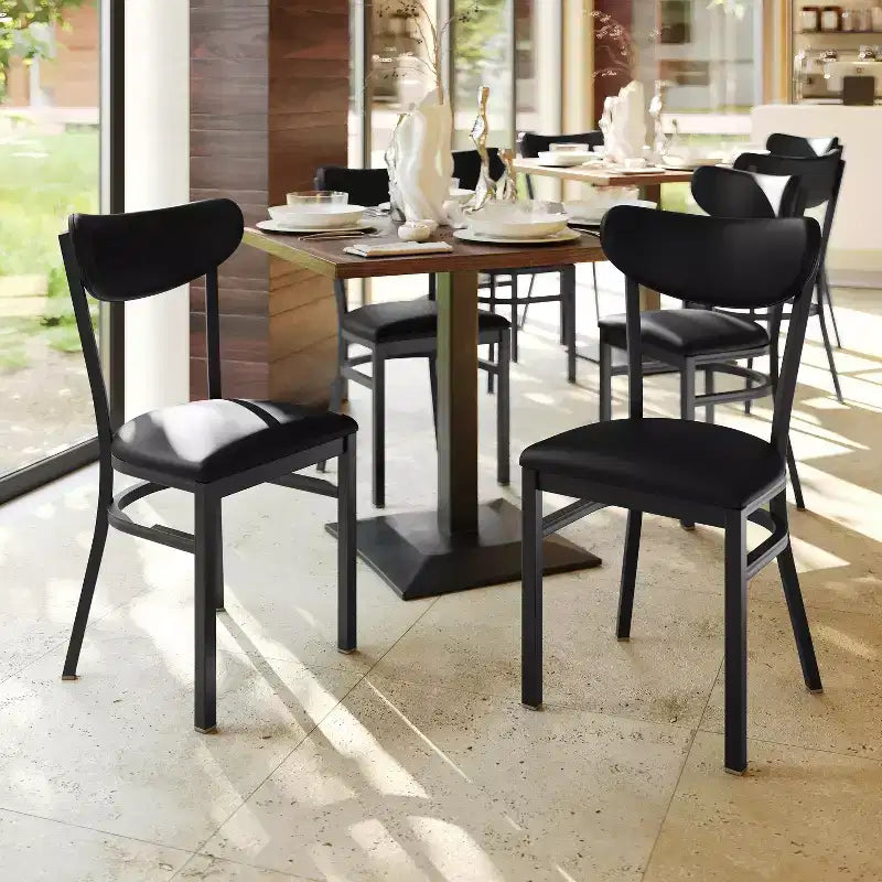 Commercial Grade Dining Chair, 500 lb Capacity Steel Frame with Vinyl Seat & Boomerang Back