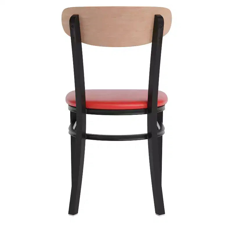 Commercial Grade Dining Chair, 500 lb Capacity Steel Frame with Vinyl Seat & Boomerang Back