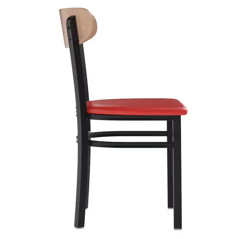 Commercial Grade Dining Chair, 500 lb Capacity Steel Frame with Vinyl Seat & Boomerang Back