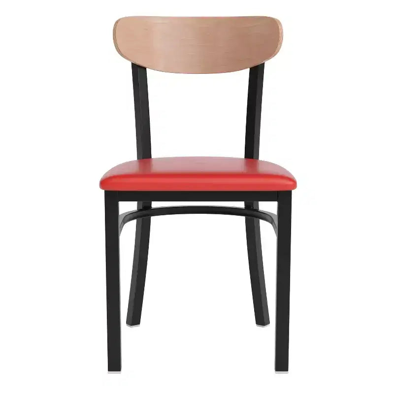 Commercial Grade Dining Chair, 500 lb Capacity Steel Frame with Vinyl Seat & Boomerang Back