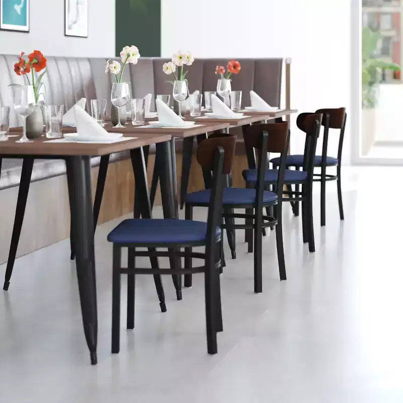 Commercial Grade Dining Chair, 500 lb Capacity Steel Frame with Vinyl Seat & Boomerang Back