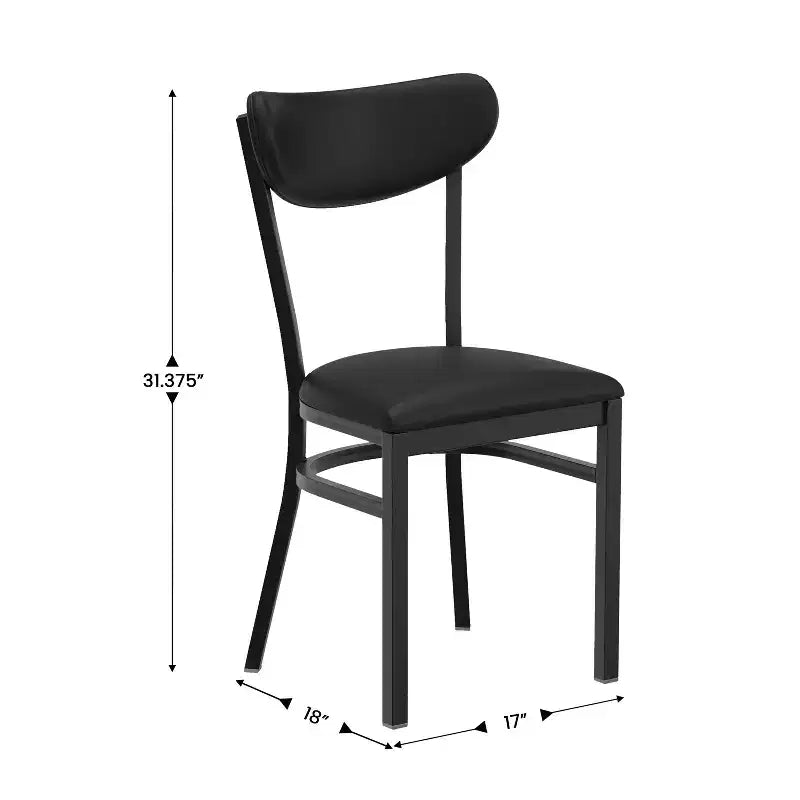 Commercial Grade Dining Chair, 500 lb Capacity Steel Frame with Vinyl Seat & Boomerang Back