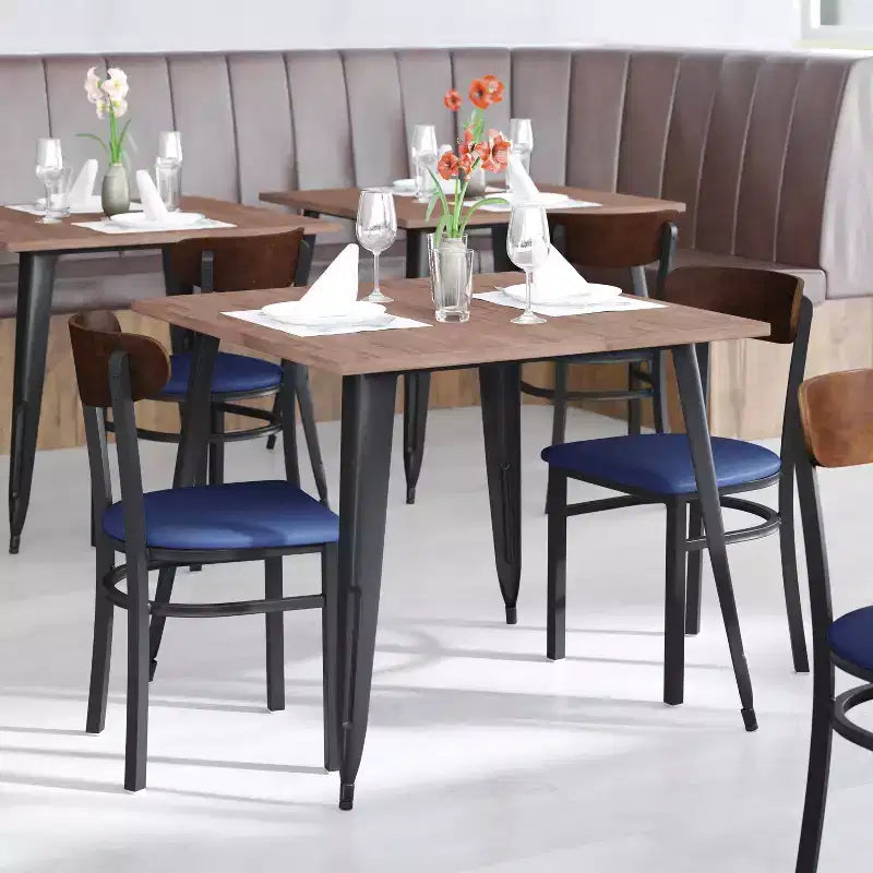 Commercial Grade Dining Chair, 500 lb Capacity Steel Frame with Vinyl Seat & Boomerang Back