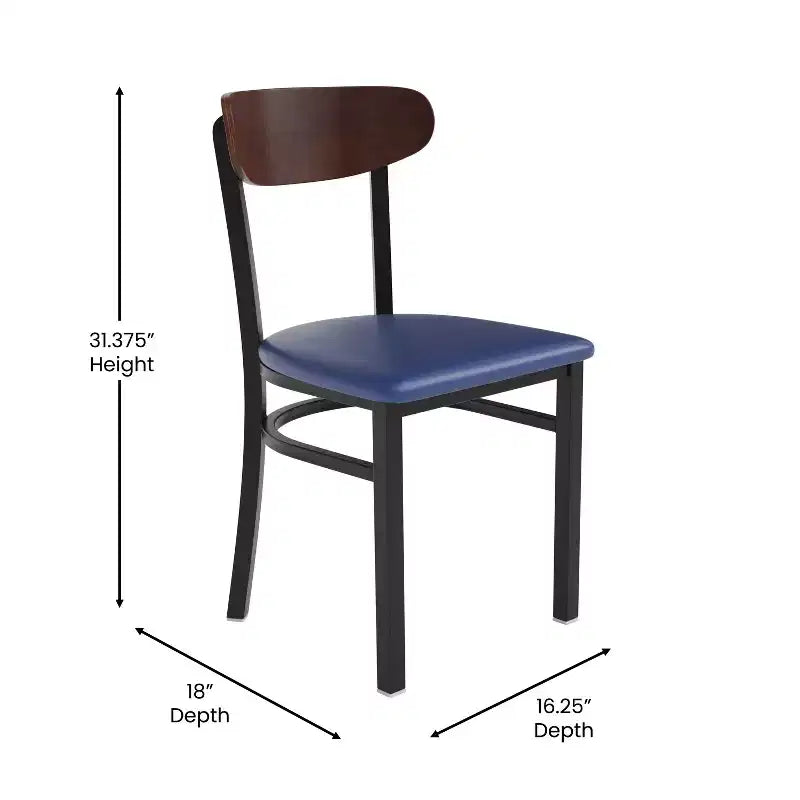 Commercial Grade Dining Chair, 500 lb Capacity Steel Frame with Vinyl Seat & Boomerang Back