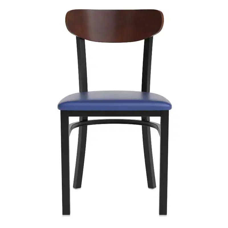 Commercial Grade Dining Chair, 500 lb Capacity Steel Frame with Vinyl Seat & Boomerang Back