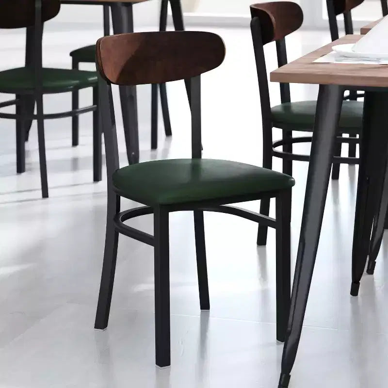 Commercial Grade Dining Chair, 500 lb Capacity Steel Frame with Vinyl Seat & Boomerang Back