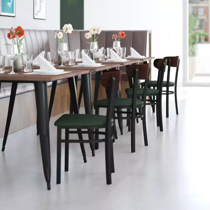 Commercial Grade Dining Chair, 500 lb Capacity Steel Frame with Vinyl Seat & Boomerang Back