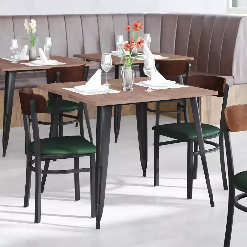 Commercial Grade Dining Chair, 500 lb Capacity Steel Frame with Vinyl Seat & Boomerang Back