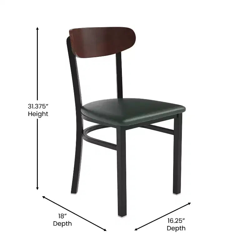 Commercial Grade Dining Chair, 500 lb Capacity Steel Frame with Vinyl Seat & Boomerang Back