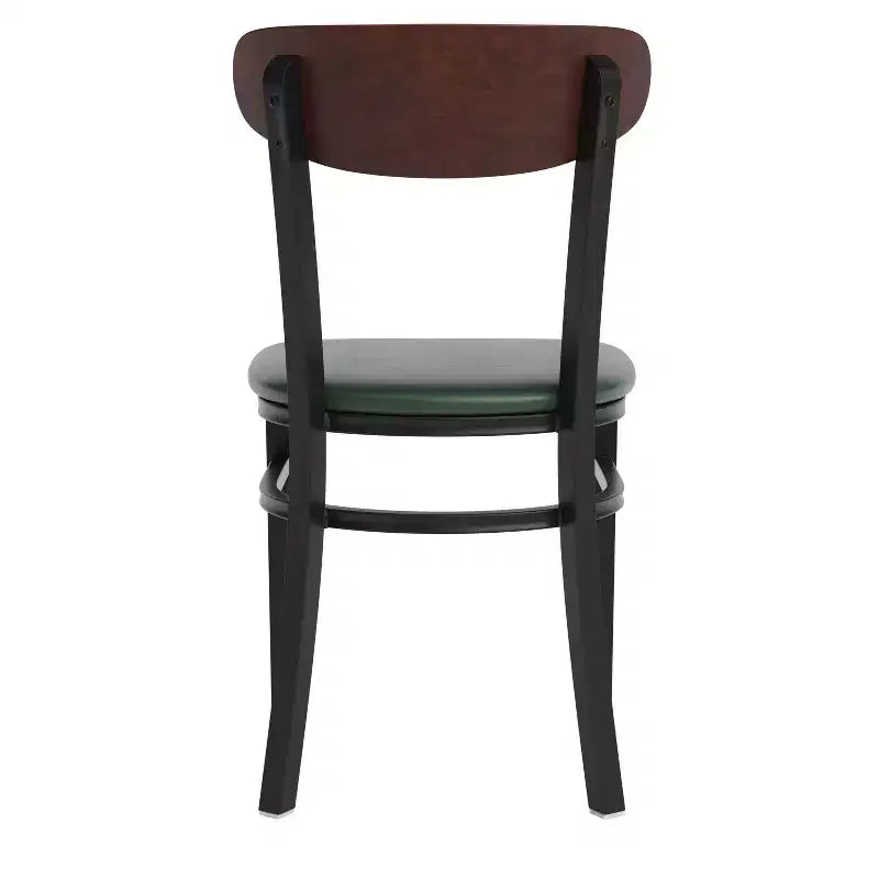 Commercial Grade Dining Chair, 500 lb Capacity Steel Frame with Vinyl Seat & Boomerang Back