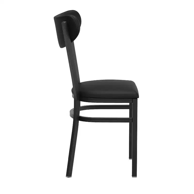 Commercial Grade Dining Chair, 500 lb Capacity Steel Frame with Vinyl Seat & Boomerang Back