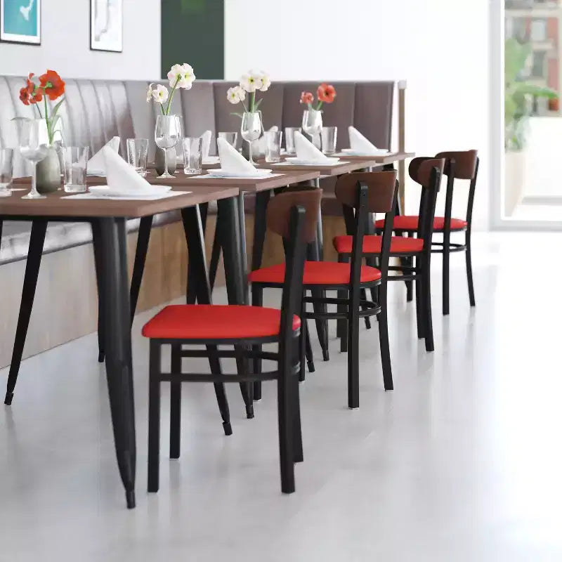 Commercial Grade Dining Chair, 500 lb Capacity Steel Frame with Vinyl Seat & Boomerang Back