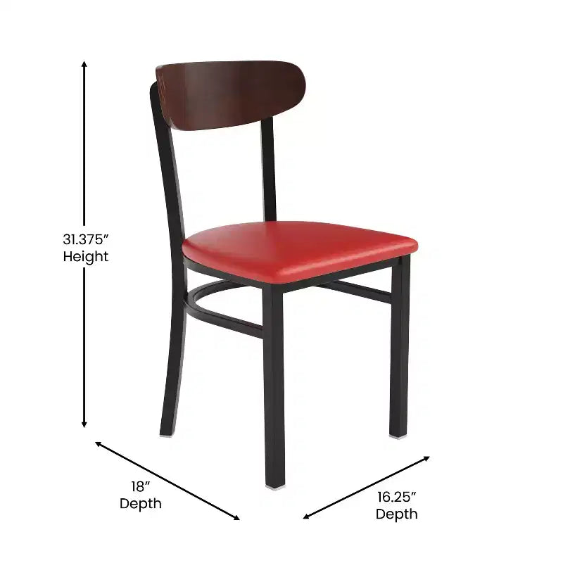 Commercial Grade Dining Chair, 500 lb Capacity Steel Frame with Vinyl Seat & Boomerang Back