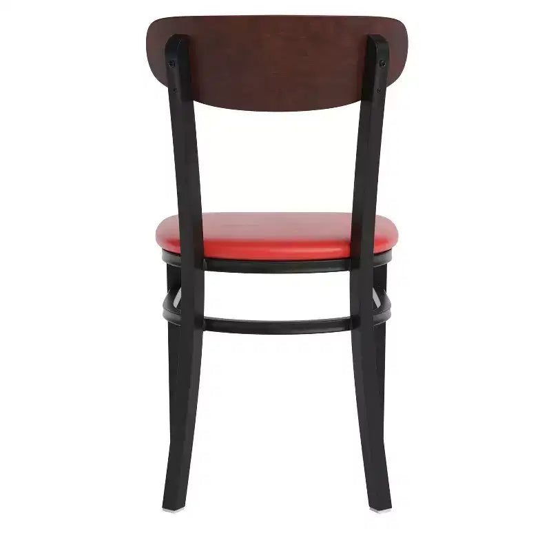 Commercial Grade Dining Chair, 500 lb Capacity Steel Frame with Vinyl Seat & Boomerang Back