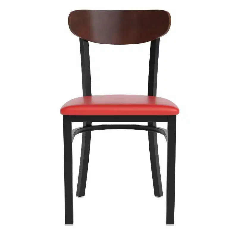 Commercial Grade Dining Chair, 500 lb Capacity Steel Frame with Vinyl Seat & Boomerang Back