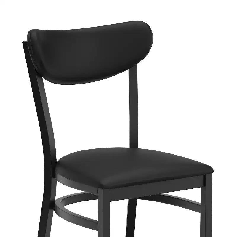 Commercial Grade Dining Chair, 500 lb Capacity Steel Frame with Vinyl Seat & Boomerang Back
