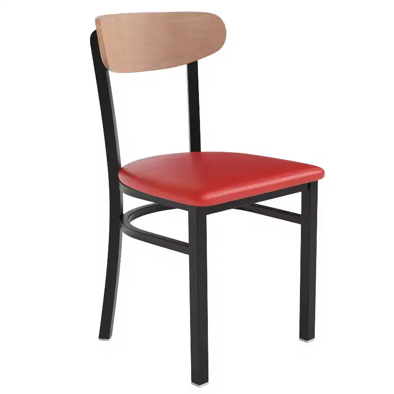 Commercial Grade Dining Chair, 500 lb Capacity Steel Frame with Vinyl Seat & Boomerang Back