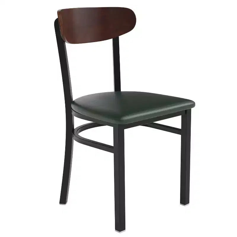 Commercial Grade Dining Chair, 500 lb Capacity Steel Frame with Vinyl Seat & Boomerang Back