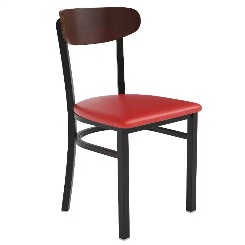 Commercial Grade Dining Chair, 500 lb Capacity Steel Frame with Vinyl Seat & Boomerang Back