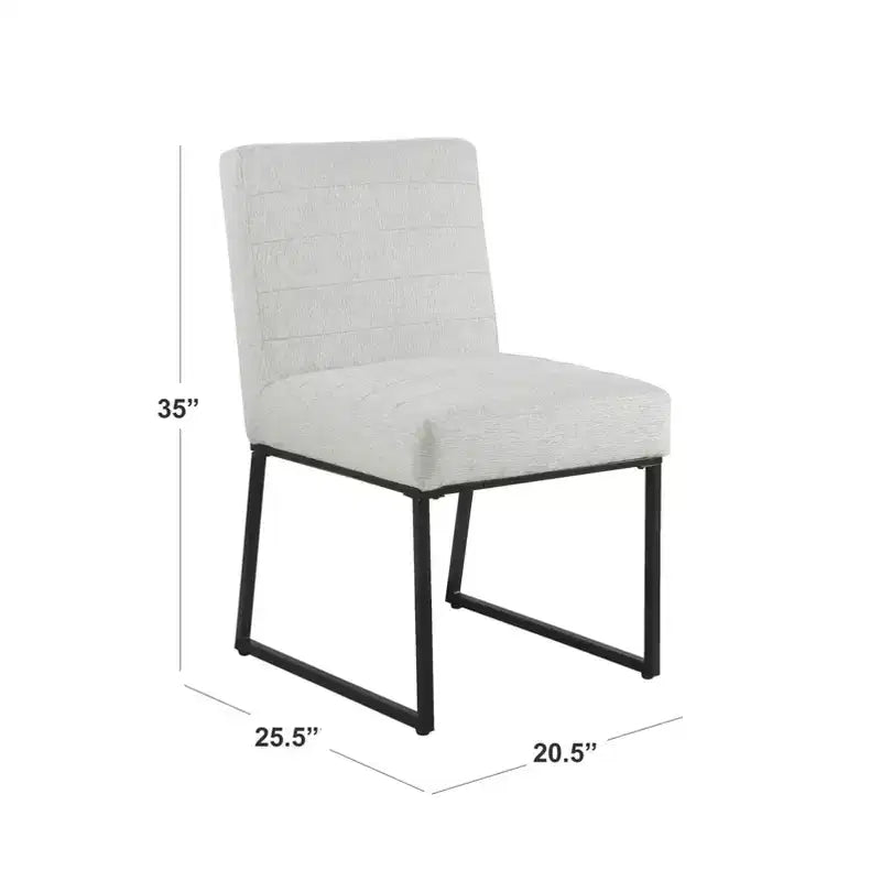 Channeled Faux Leather Dining Chair with Metal Legs, Caramel