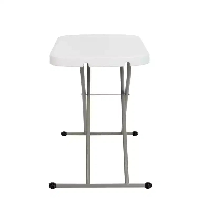 Height-Adjustable Plastic Folding TV Tray & Laptop Table, Granite White