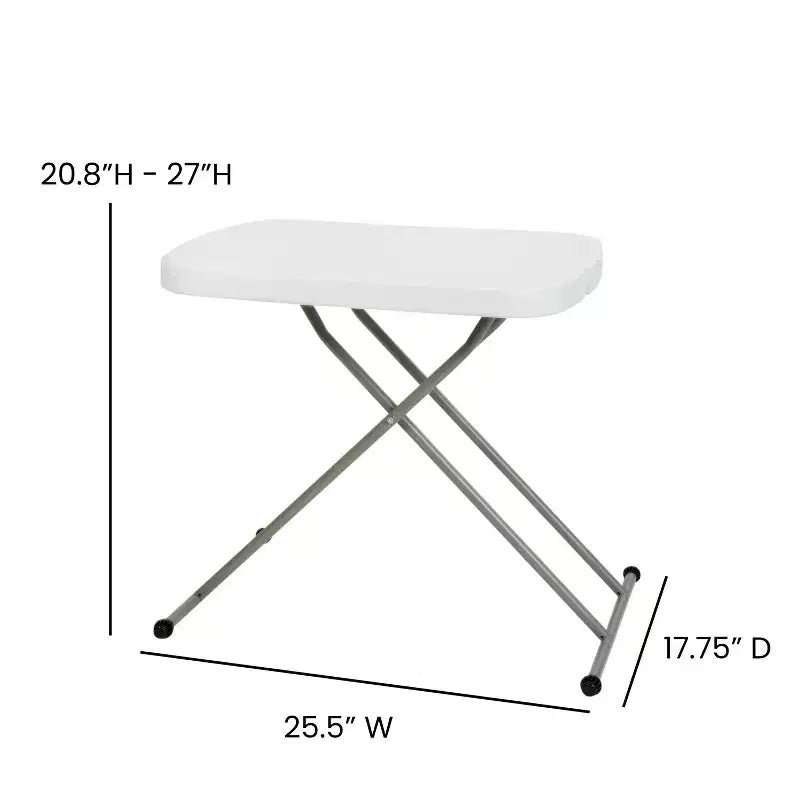 Height-Adjustable Plastic Folding TV Tray & Laptop Table, Granite White
