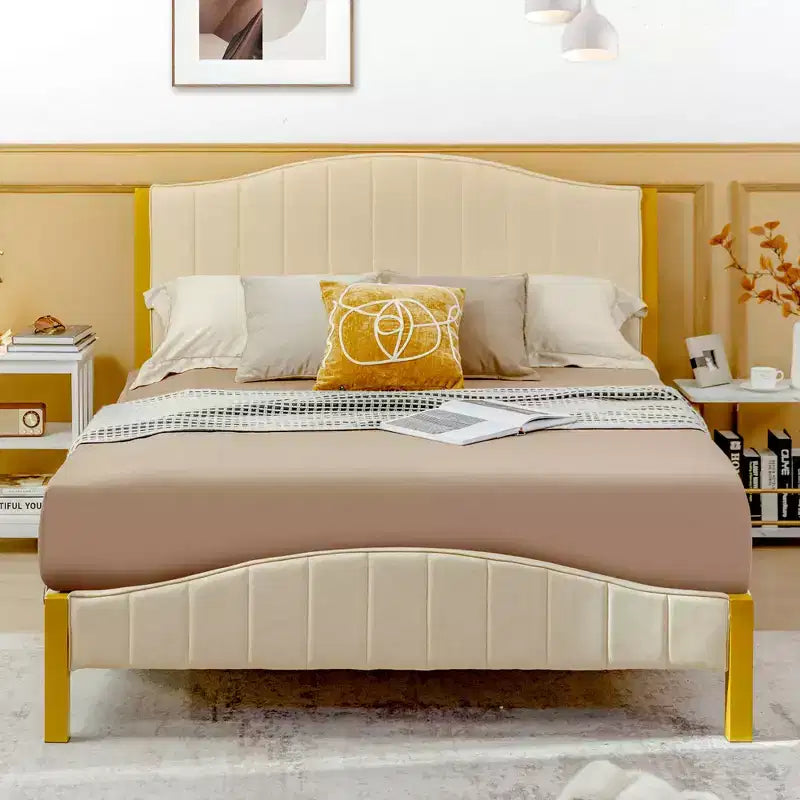 Full/Queen Upholstered Platform Bed Frame with Quilted Headboard
