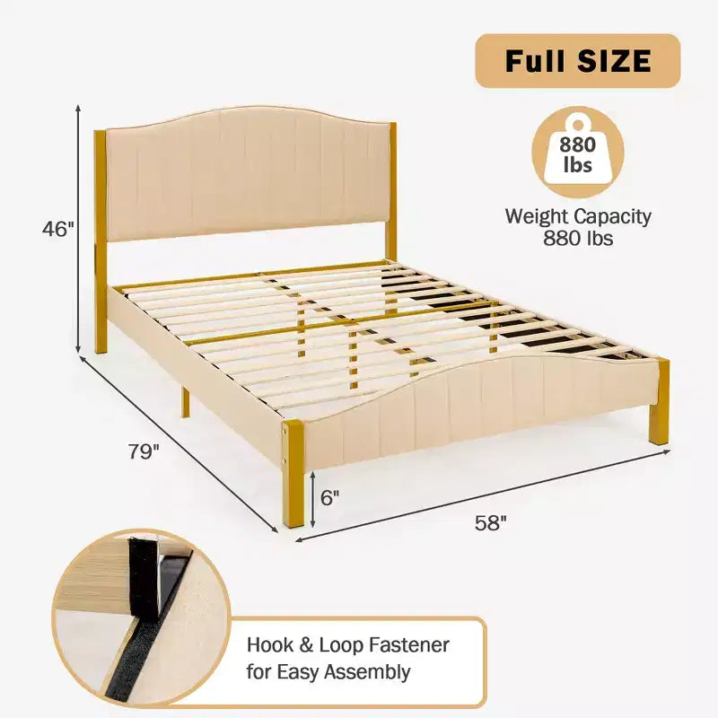 Full/Queen Upholstered Platform Bed Frame with Quilted Headboard