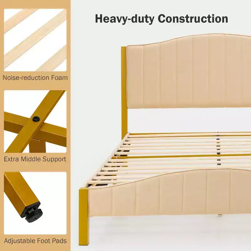 Full/Queen Upholstered Platform Bed Frame with Quilted Headboard